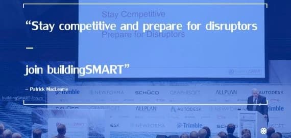 Presentasjonsslide med sitatet Stay competitive and prepare for disruptors - join buildingSMART