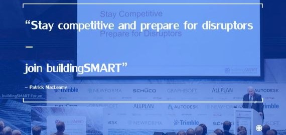 Presentasjonsslide med sitatet Stay competitive and prepare for disruptors - join buildingSMART